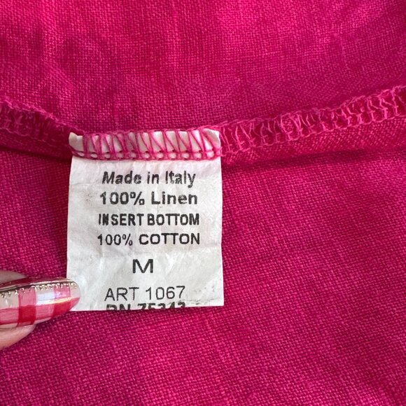 Terzo Millennio Linen Pink Crocheted Lace Trim Made In Italy Blouse (Size M) - Picture 14 of 14